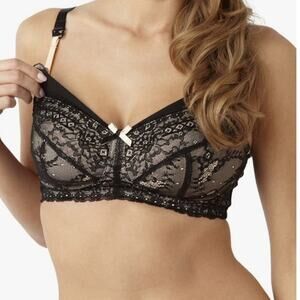Panache Sophie Nursing Bra Underwire Black Lace Size 38F